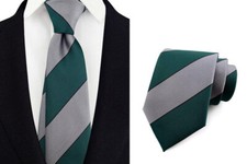 Tie Green Silver Black Stripe