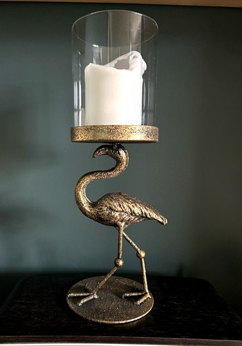 Gold flamingo candle holder - candle,