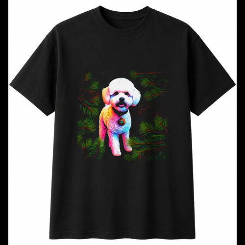 Neon bichon frise - bichon, pines