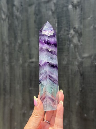 Rainbow fluorite tower - fluorite, point