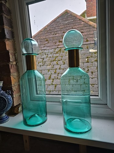 Large teal glass - , apothecary