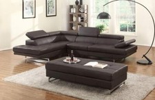 Black Leather L Shaped Two