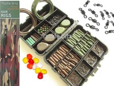Fishing Tackle Box 4 Carp Weights Safety Clips Hooks Swivels Hair rigs CHOICES