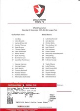 2025/26 Cheltenham Town v Bristol Rovers League Two Teamsheet & Ticket 22/11/25