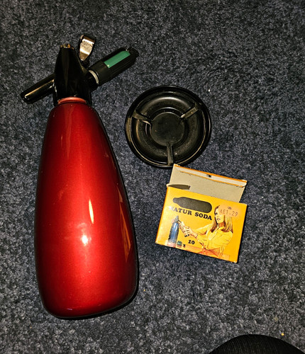 Vintage red metal soda siphon - vintage,
