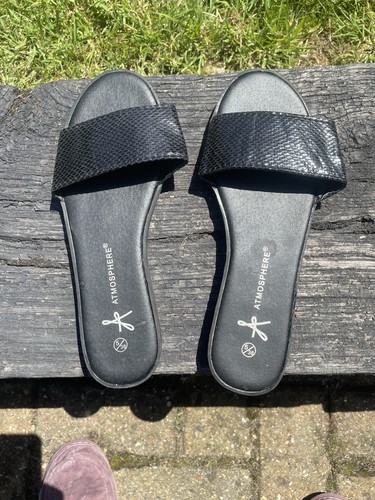 Women black slider sandals - black,