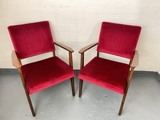 Pair of Vintage Red Velvet Chairs – Retro Elegance, Mid-Century Accent Seating ✨