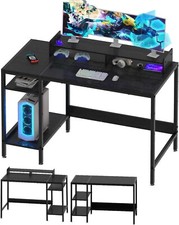 MINOSYS gaming office computer desk - 120cm table with shelves modern Charcoal