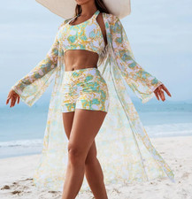 New Ivory/green lined 3 piece