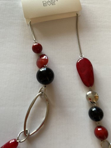 Grey black beaded necklace - &,