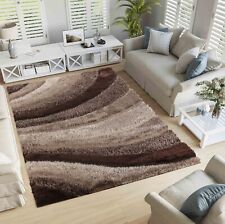 Shaggy Area Rugs Shiny Shimmer Modern Soft Waves Design Hand Carved Living Room