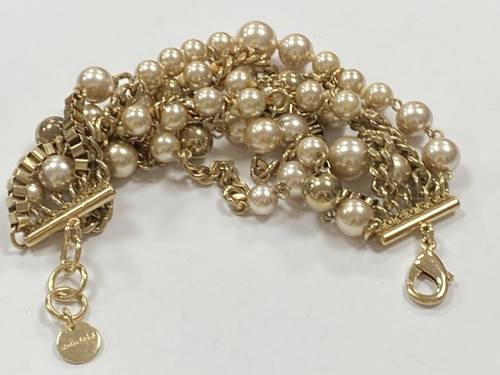 Goldtone bracelet faux pearls - goldtone,