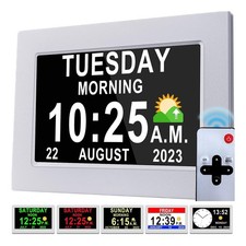 Digital Alarm Clock LCD Calendar Day Date Memory Loss Dementia Elderly Reminder