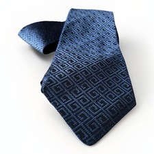 Moschino 100% Silk Tie Navy Blue Diamond Pattern Made in Italy