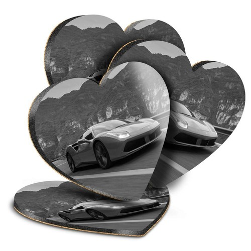 Heart mdf coasters bw - 4x,