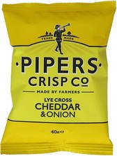 Pipers Crisps Lye Cross Cheddar & Onion Flavour 24x 40g BB 15/01/2026