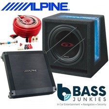 ALPINE 500 Watts 10" Sub Subwoofer Car Bass Box 2 Channel Amplifier & Amp Kit