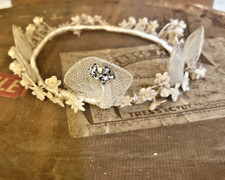 Victorian Bridal Crown Ivory Wax Flowers And Net Wedding Antique Vintage