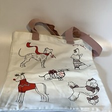 Radley canvas cotton tote bag Christmas Dogs Scottie Poodle Dalmatian  Etc Rare