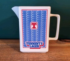 Tennents Scottish Larger Wade Ceramic Water Jug Breweriana Pub Bar Mancave