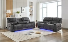Geneva Fabric Electric Recliner Sofa 3+2 Seater Set-Wireless Charging/LED Lights