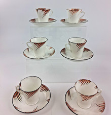 Vintage Art Deco Collingwood Bone China-6 Coffee cups & saucers