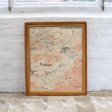 Vintage Double Sided French School Map - Loire Valley