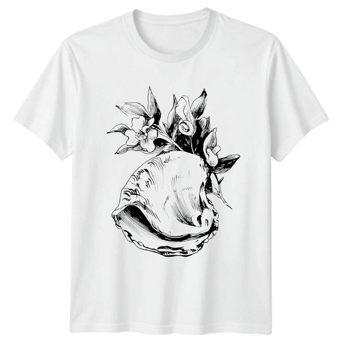 Seashell with flowers ladies - with,
