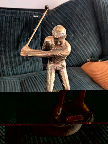 Bronze metal golfer figurine - metal,