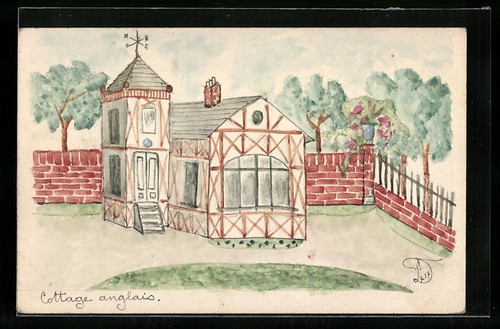 Artist postcard hand painted