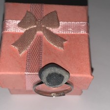 Natural EVIL EYE Ring - 2mm Silver Band- Adjustable N-Q -Great Christmas Present