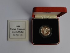 1989 £1 One Pound Silver Proof Piedfort + COA