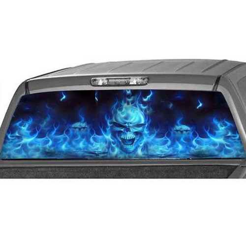 Blue flaming skull - skull, graphics