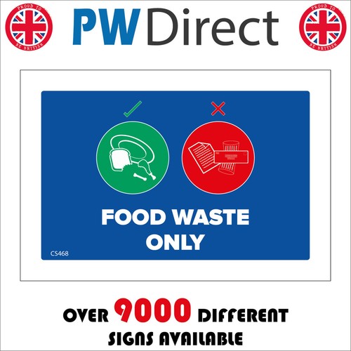 Sign food waste - sign, bin