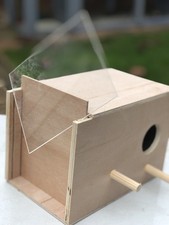 Budgie nest Box 9” x 6” App Concave With SAFTY Stop Perspex Panel Hardwood Ply.