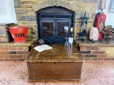 Old Antique Pine Chest, Vintage Wooden Storage Trunk, Blanket Box, Coffee Table.