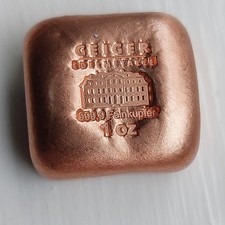 1 oz Copper Square - Geiger (Poured, .9999 Fine)