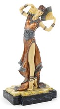 Art Deco Style Hand Painted Resin Figure Of Fan Dancer  36cm vgc