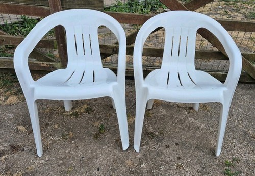 Pair white plastic garden - of,