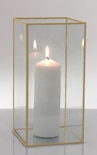 Metal Frame Glass Hurricane Candle Holder / Box. 15x15x30CM Height WeddingTable 