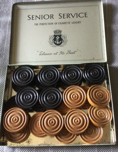 Vintage wood checkers draughts - wood,