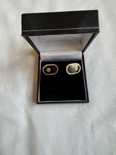 Alfred Dunhill Cufflinks Gold Plate and Black Enamel  Oval Classic “d” Logo