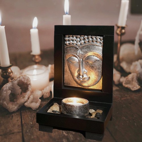 Buddha face candle holder - buddha,