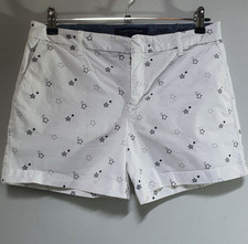 TOMMY HILFIGER White Shorts Hot Pants Chino Star Motif Pockets Size US 6 UK 10
