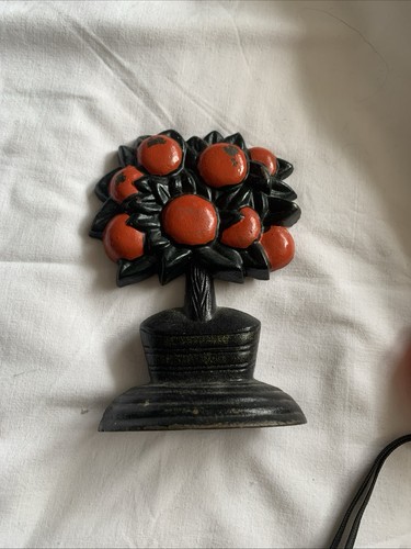 Vintage cast iron orange - orange, tree