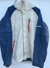 BONFIRE Snowboarding Ski Jacket Beige Blue Hooded Mens Medium M