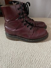 Doc Martens MIE Vintage Cherry Red Leather 1460 Double Stitched Boots Uk4/37 