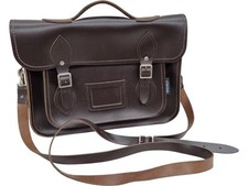 Zatchels Classic Leather Satchel Bag Brown Adjustable Strap
