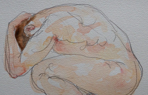 Male nude watercolour - nude, painting