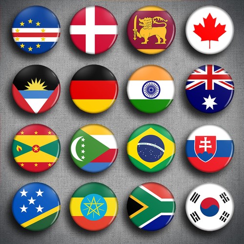 World flags pin badges inch - flags,